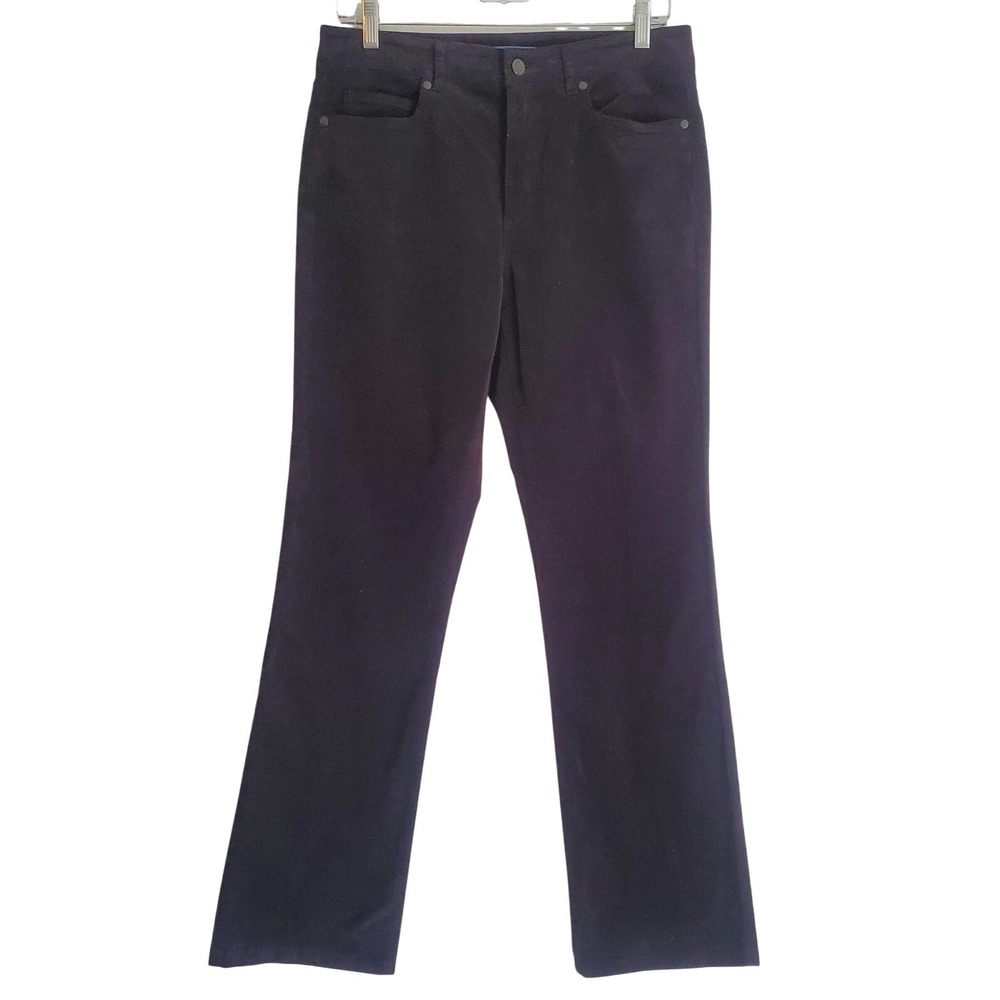 J.‎ McLaughlin Pants Womens 6 Black Velvet Straight Leg Stretch Pockets Zip